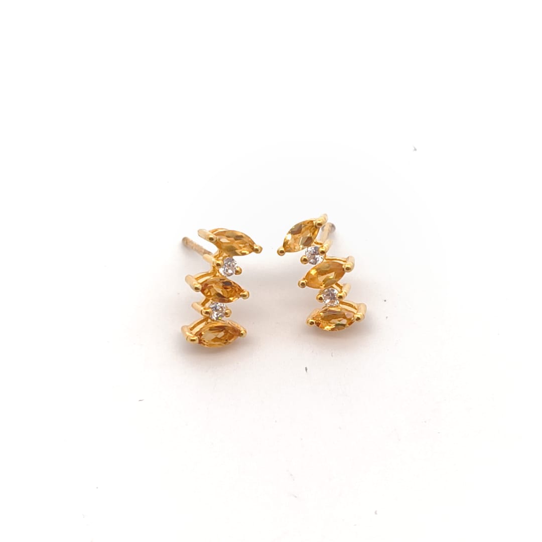 Citrine Stones Silver Earrings