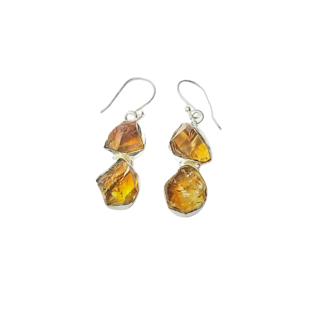 Rough Citrine Stone Earrings