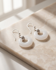 White Circle Earrings