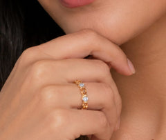 Yellow White Wave Ring