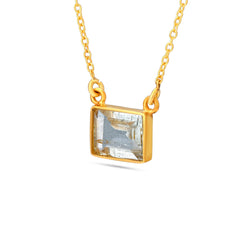 Square Aqua Silver Necklace