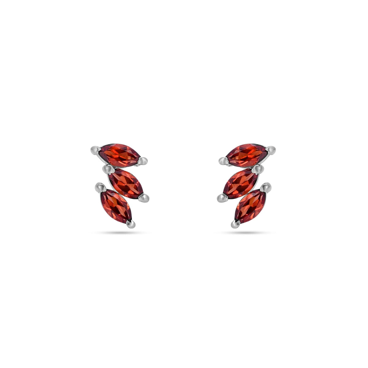 Marquiese Garnet Stone Silver Earrings