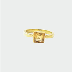 Square citrine silver ring
