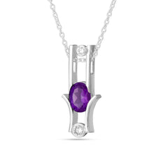 Oval Amethyst Silver Necklace