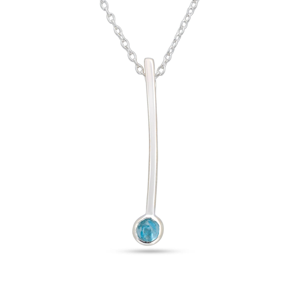 Round Apatite In 925 Silver Necklace