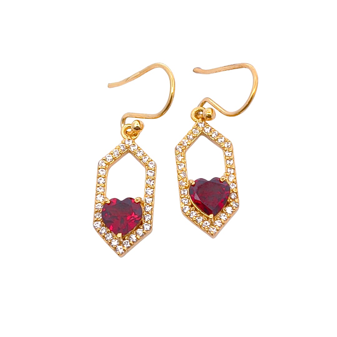 Heart Garnet Silver Earrings