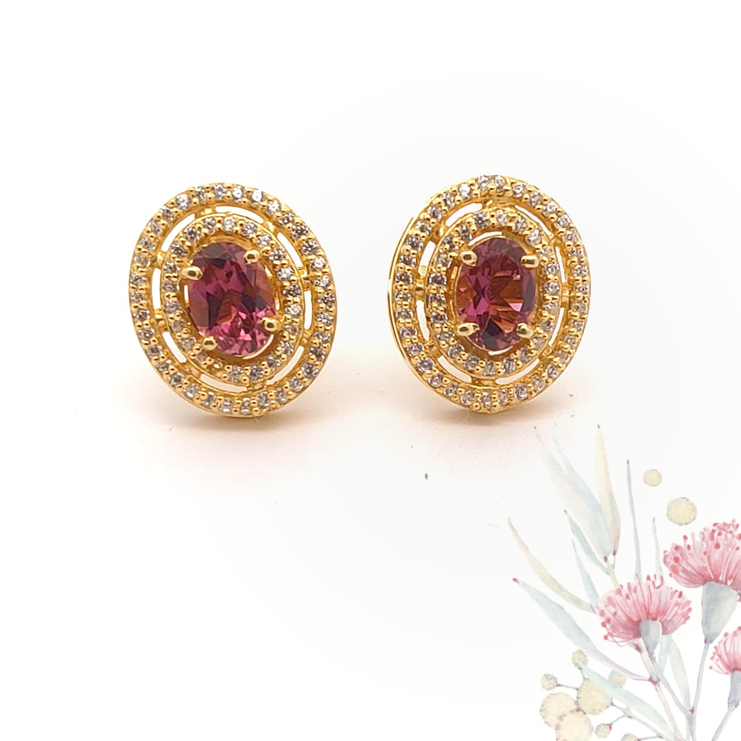 Pink Tourmaline Silver Earrings