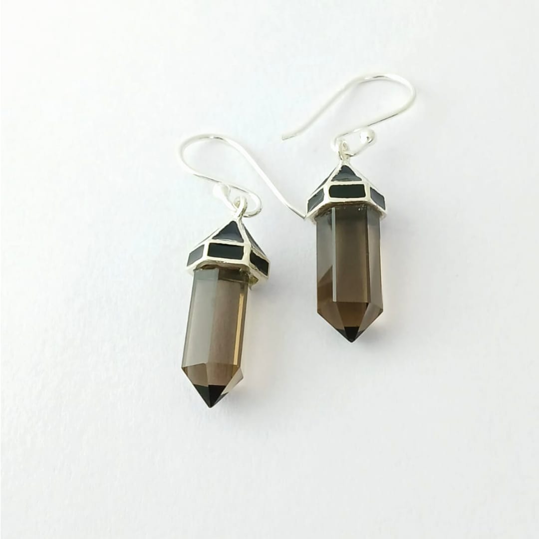 Smoky Quartz Silver Earrings
