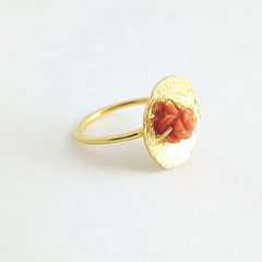 Coral Flower Silver Ring