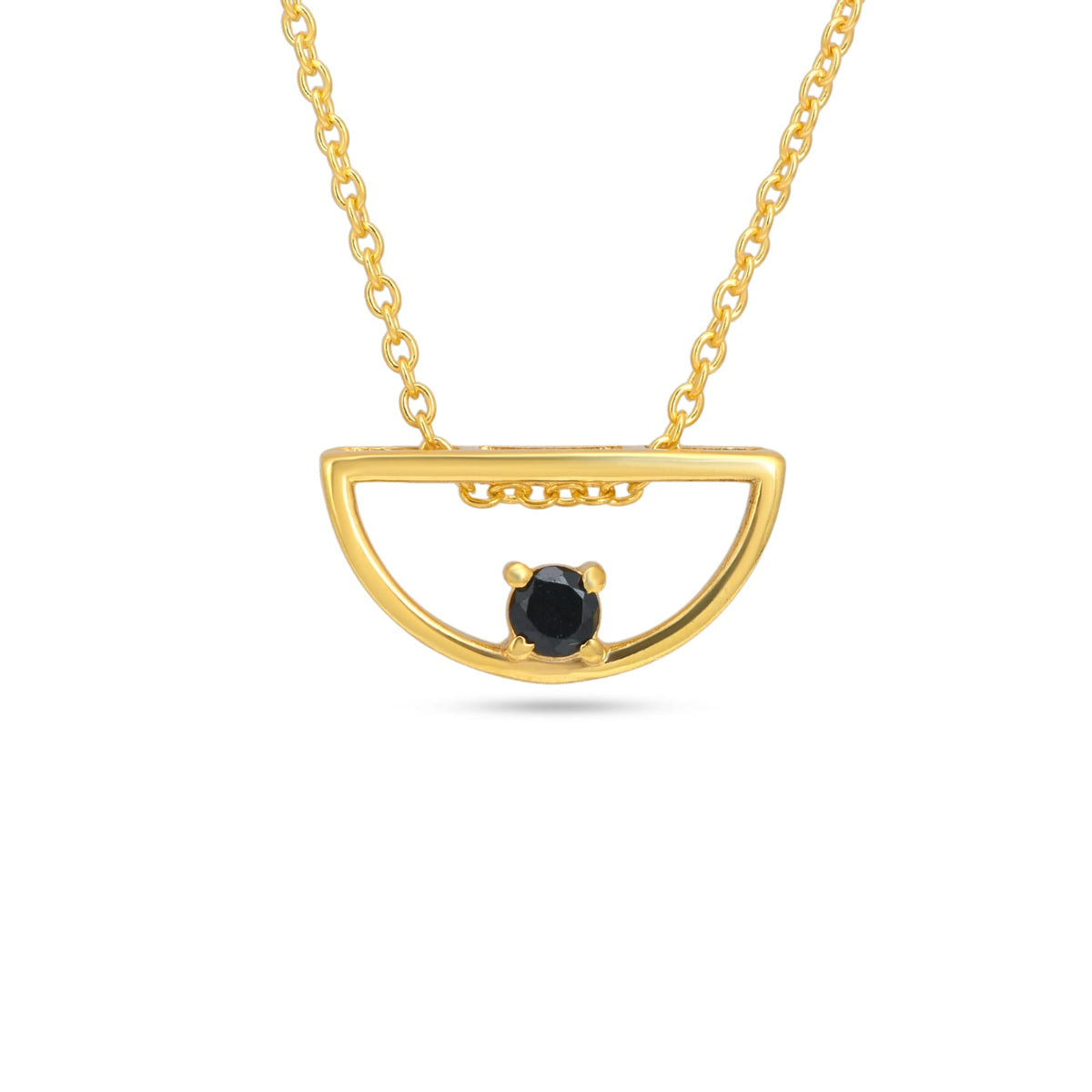 Round Black Spinel 925 Silver Necklace
