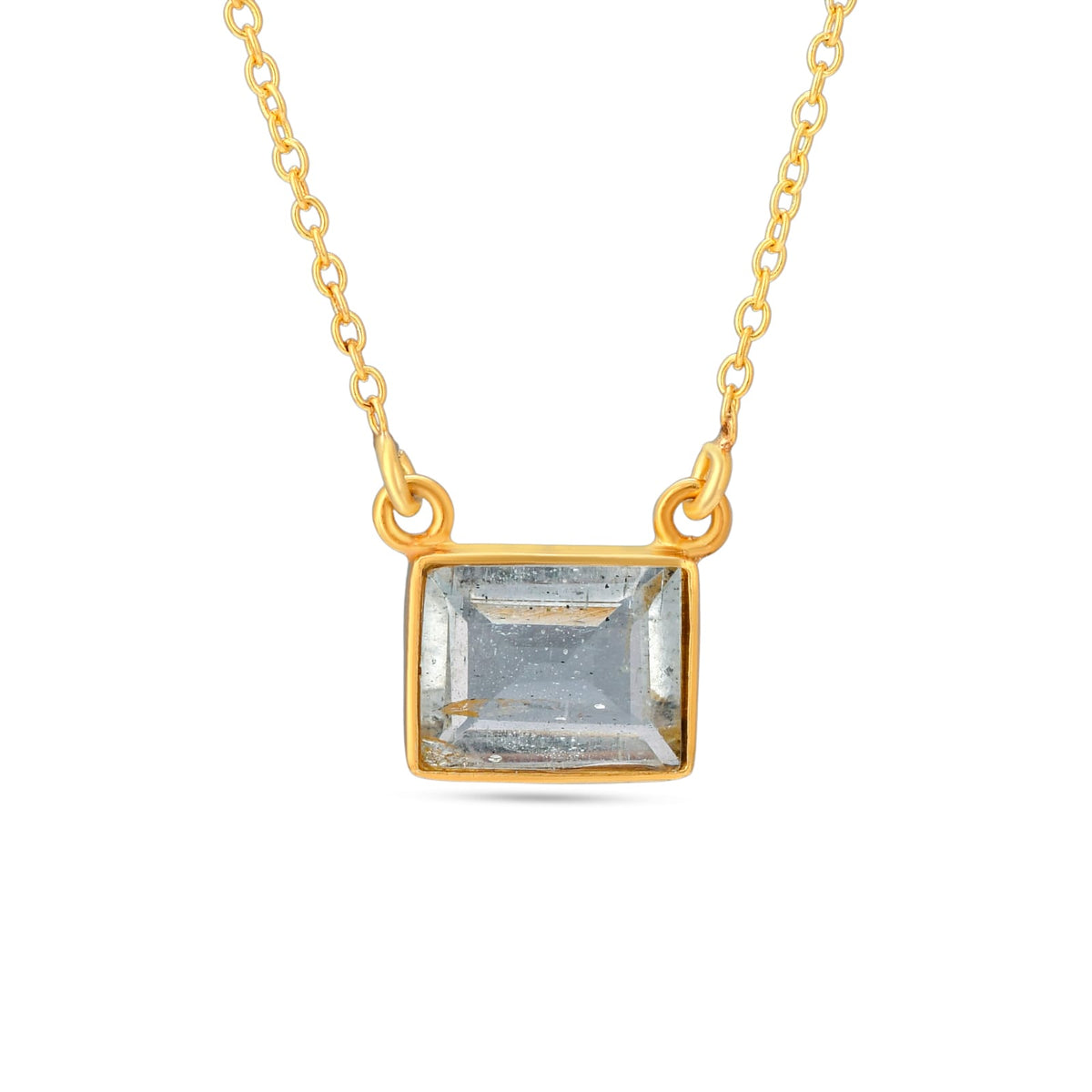 Square Aqua Silver Necklace