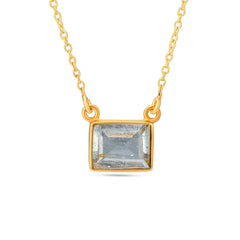 Square Aqua Silver Necklace