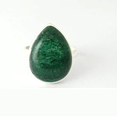 Pear Green Aventurine Silver Ring