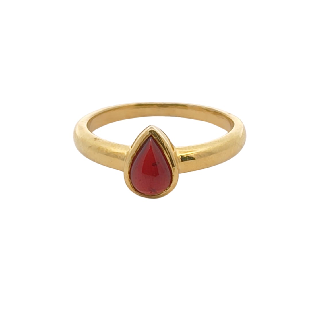 Pear Garnet Stone Ring