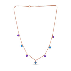 Round Purple And Blue Enamel Necklace