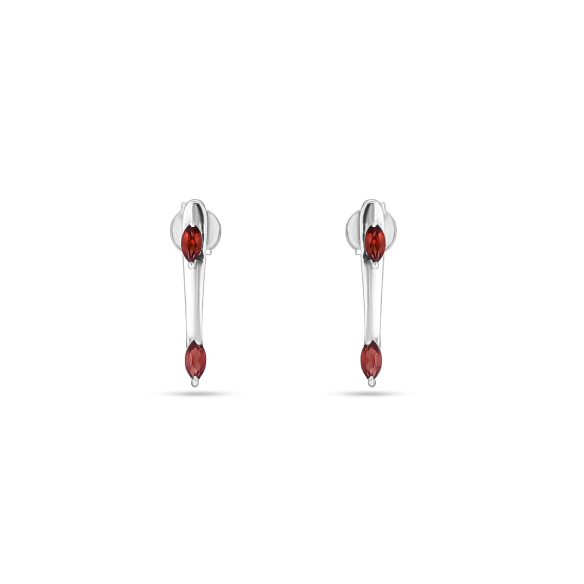 Garnet Stone Silver Earrings