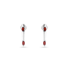 Garnet Stone Silver Earrings
