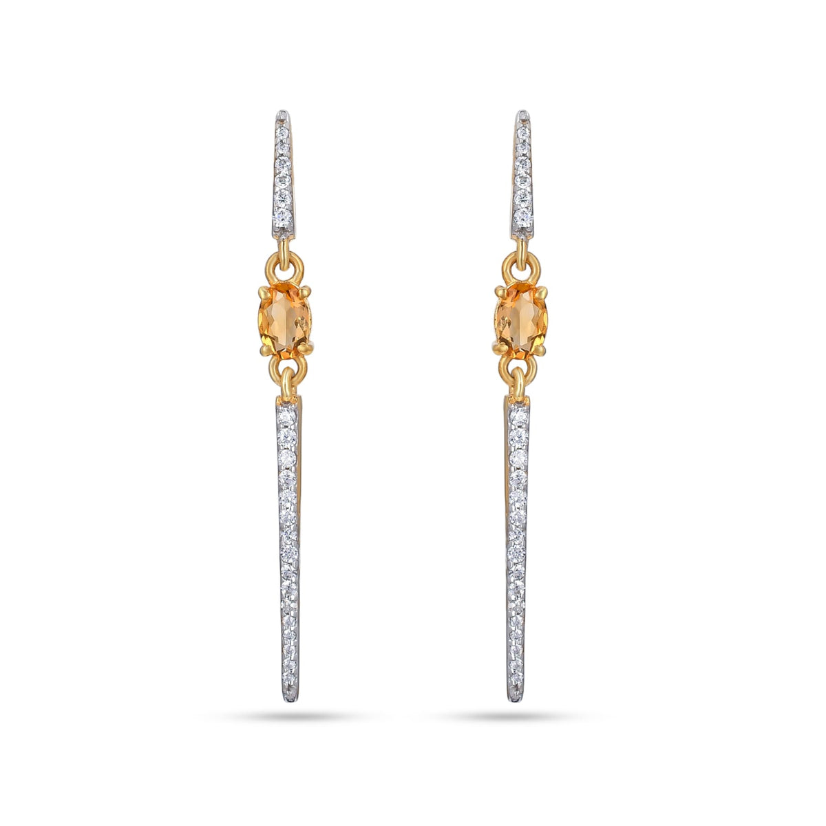 Citrine Stone Silver Earrings