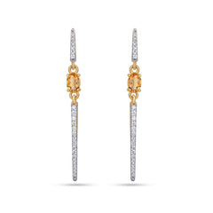 Citrine Stone Silver Earrings