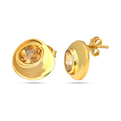 Halo Citrine Stud Earrings