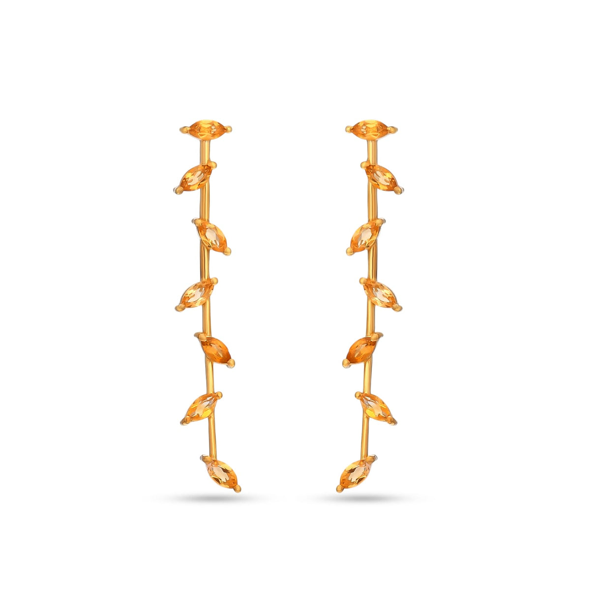 Citrine Stone Silver Earrings