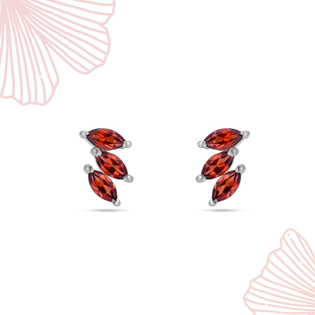 Marquiese Garnet Stone Silver Earrings