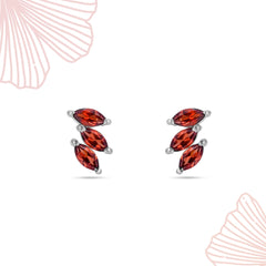 Marquiese Garnet Stone Silver Earrings