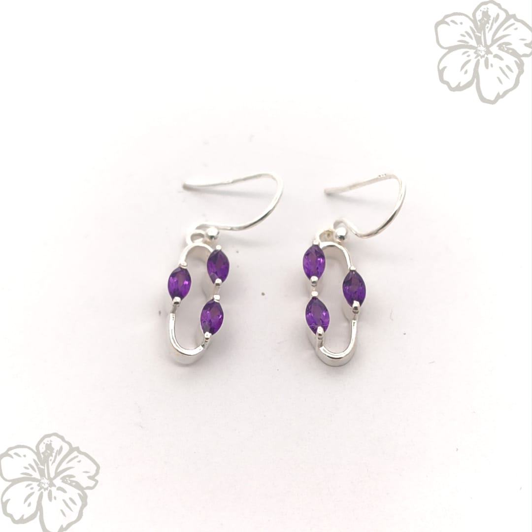 Marquise Amethyst Silver Earrings