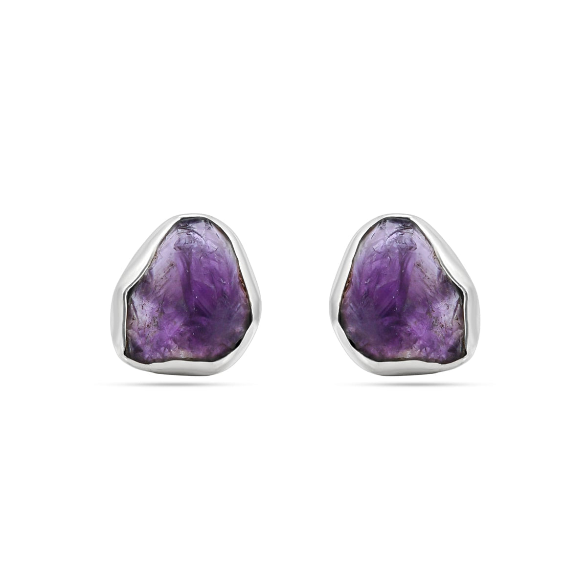 Rough Amethyst 925  Silver Studs