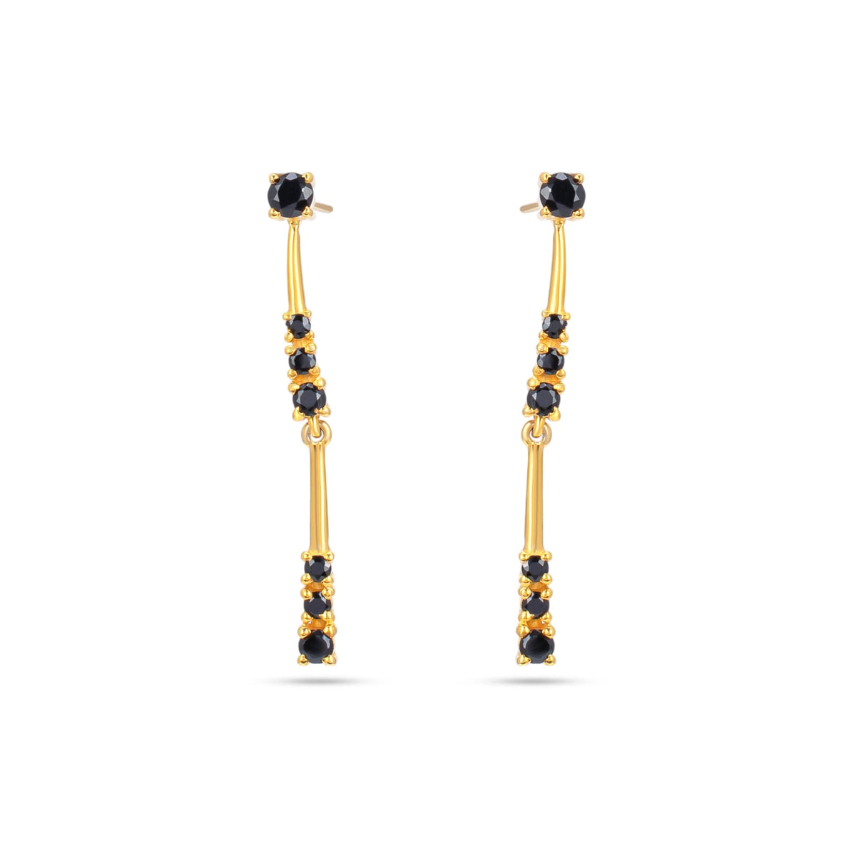 Black Spinel Stone Silver Earrings