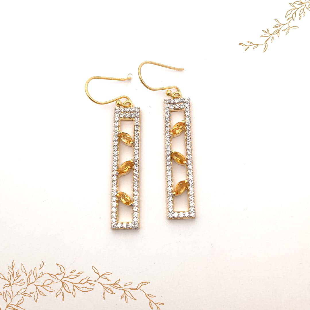 Marquiese Citrine Stone Silver Earrings