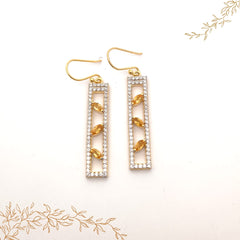 Marquiese Citrine Stone Silver Earrings