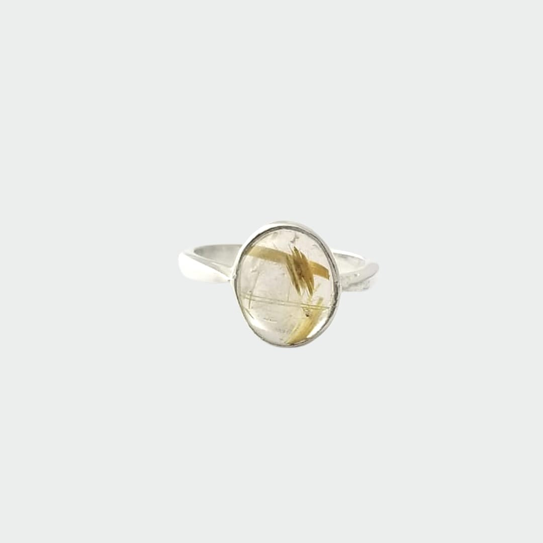 Round Rutile Silver Ring