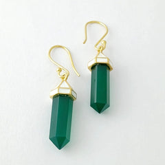 Green Onyx Silver Earrings