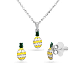 Kids Pineapple Jewellery Set in 925 Silver