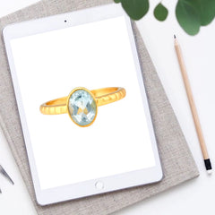 Calming Aquamarine Ring In 925 Silver