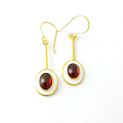 Oval garnet 925 silver earrings