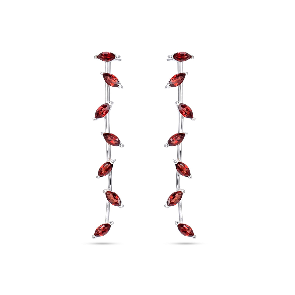 Garnet Stone Silver Earrings