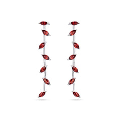 Garnet Stone Silver Earrings