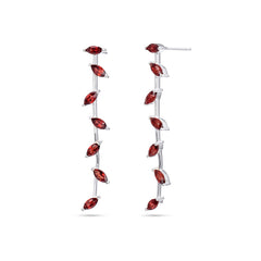 Garnet Stone Silver Earrings