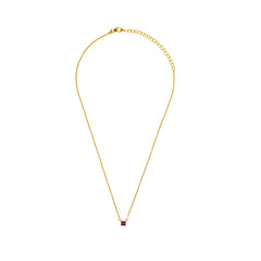 Square Garnet Stone 925 Silver Necklace