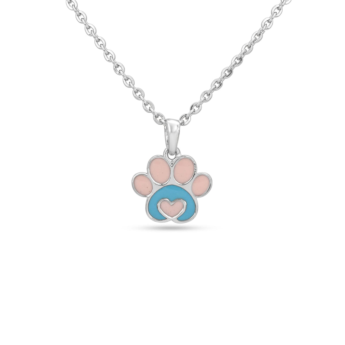 Kids Charm Enamel Necklace In 925 Silver