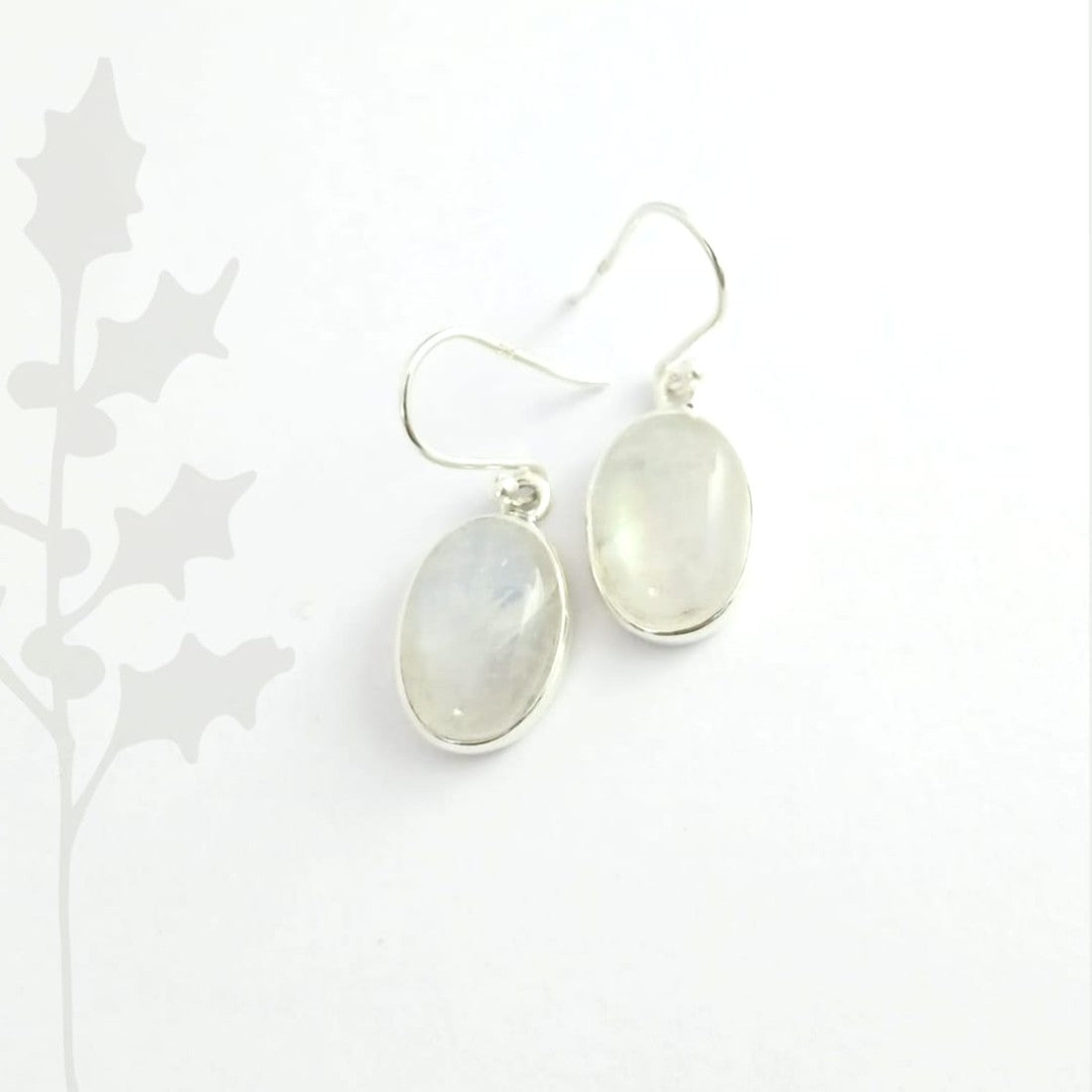 Oval Moonstone Silver Earrings