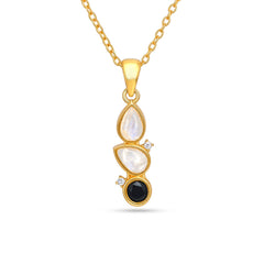 Moonstone And Black Spinel Necklace In 925 Silver