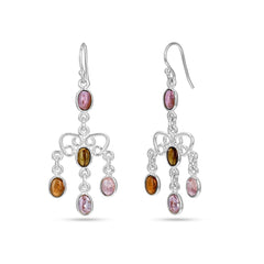 Multi Tourmaline Silver Earring