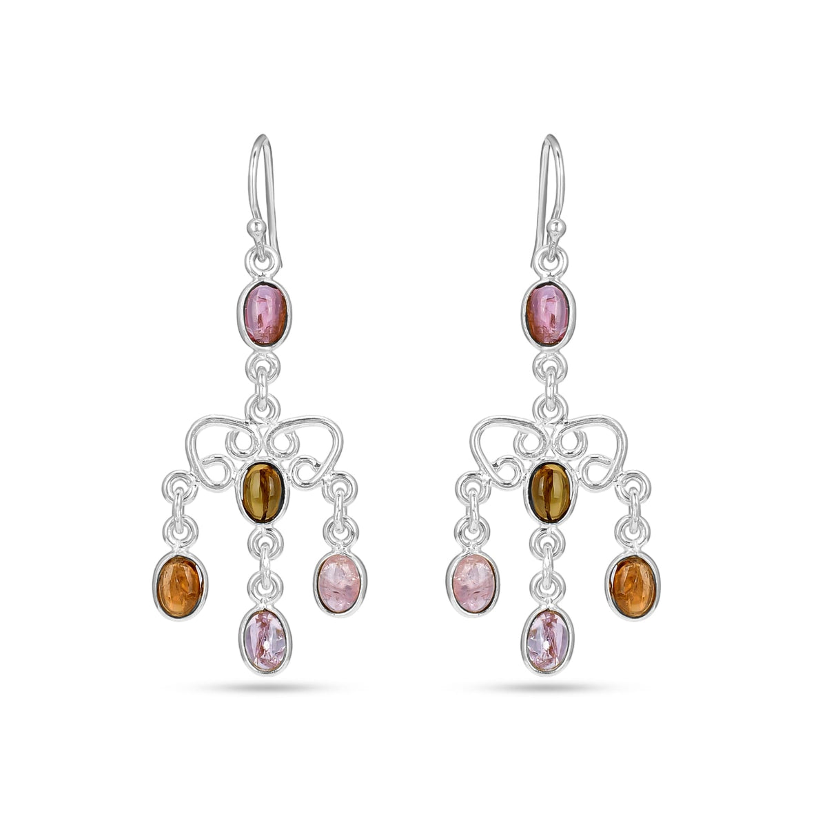Multi Tourmaline Silver Earring