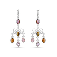 Multi Tourmaline Silver Earring