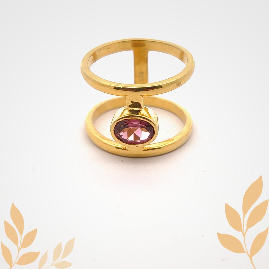 Oval Pink Tourmaline Silver Ring