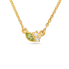 Peridot Marquise With CZ 925 Silver Necklace