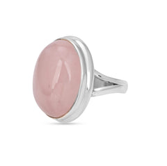 Classic Rose Quartz Ring in 925 Silver